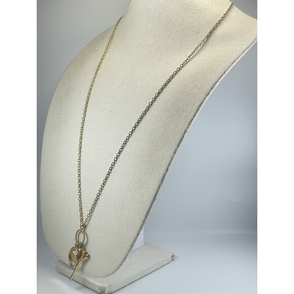 Lilly Pulitzer XX Lilly Necklace Long Gold Tone Chain Devil Angle Charm Boho - Picture 4 of 8